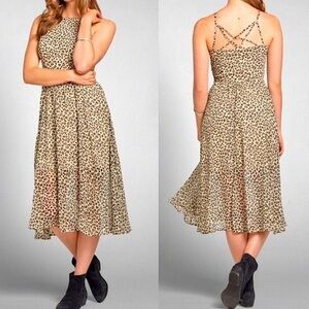 Abercrombie & Fitch Daphne BROWN LEOPARD Animal Print BOHO Slip Dress WOMENS S
